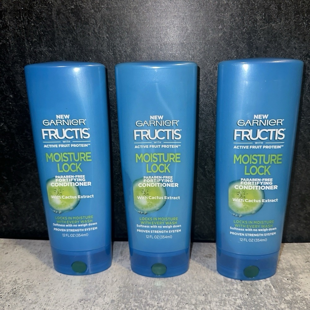 3 Lot Garnier Fructis Moisture Lock Conditioner 12 oz Cactus Extract